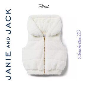 JANIE AND JACK The Plush Faux Fur Vest Cream and Sugar Girls 10-12 NWT O-271